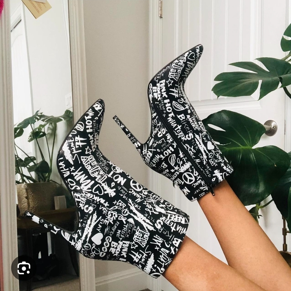 Stylish Black and White Ankle Boots